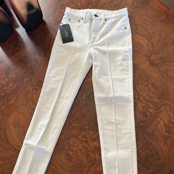 NWT Rag & Bone High Rise Ankle Skinny - White Size 25 - Picture 1 of 5